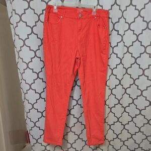 Crown & Ivy Vibrant Coral Skinny Jeans